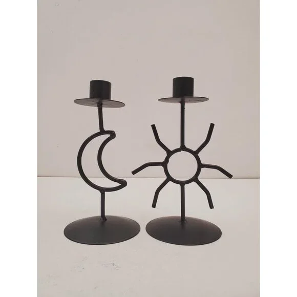 Celestial candlestick Metal star and moon candle holder Vintage altar decor Gift - Picture 3 of 10